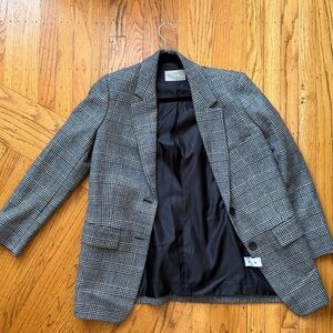 Everlane Oversized Blazer Italian Wool Gray Plaid Size 2